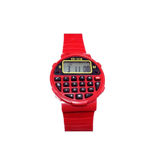 Kids Sports Watch with Calculator, Fashion Wrist Watch, Digital Watch, KK-1016, Red Color